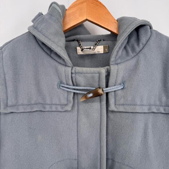 J.Crew Melton Duffle Wool Blend Light Blue Toggle Button Thinsulate Coat Sz S - Picture 4 of 8